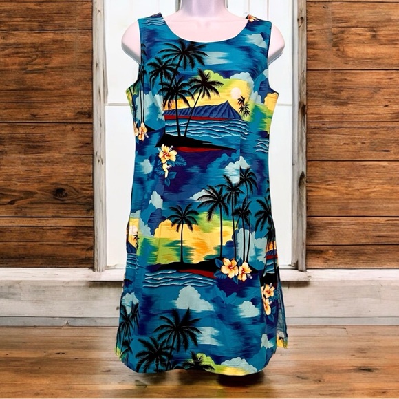 Pacific Legend Dress. Made in Hawaii. 100% Cotton. Size M. Palm Trees. Ocean. - Picture 7 of 9